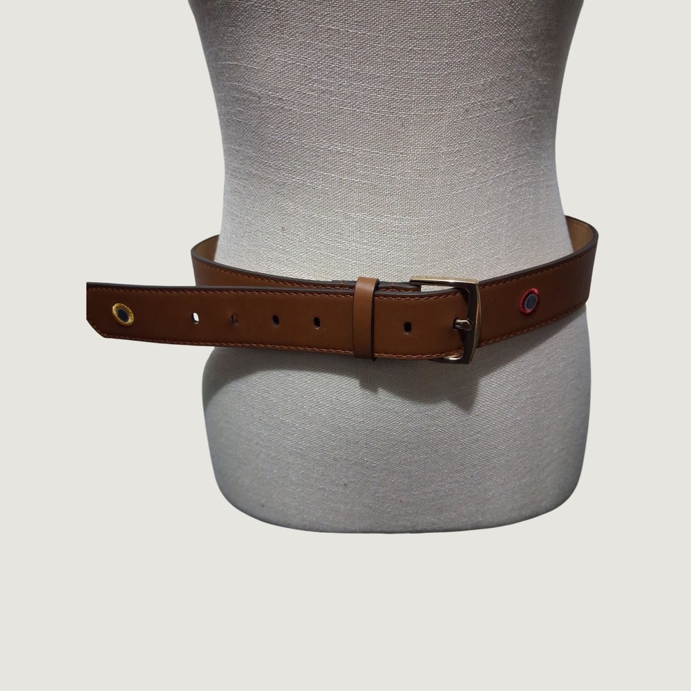 Juicy Couture Brown Belt Gold Buckle Embroidered Eyelets JC300060 Medium
